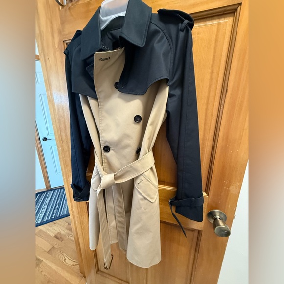 Coach Jackets & Blazers - Coach Black and Tan Double-Breasted Trench Coat